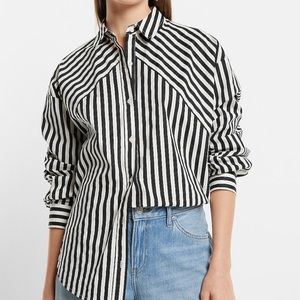 Brand new EXPRESS Poplin Stripe Boyfriend Portofino Shirt - NWT